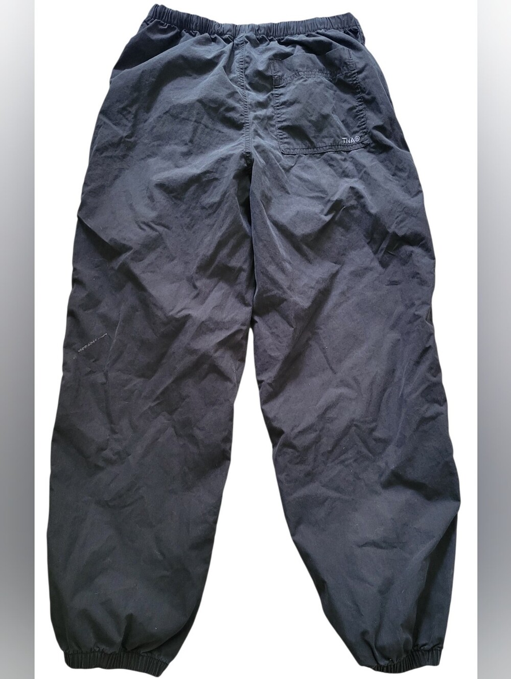 TNA Aritzia Black Women's Cotton High Rise Pants Elastic Waist & Ankles